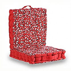 Bliss & Beyond Set of 2 Cotton Printed Floor Cushion (40x40x8 cm) - Red