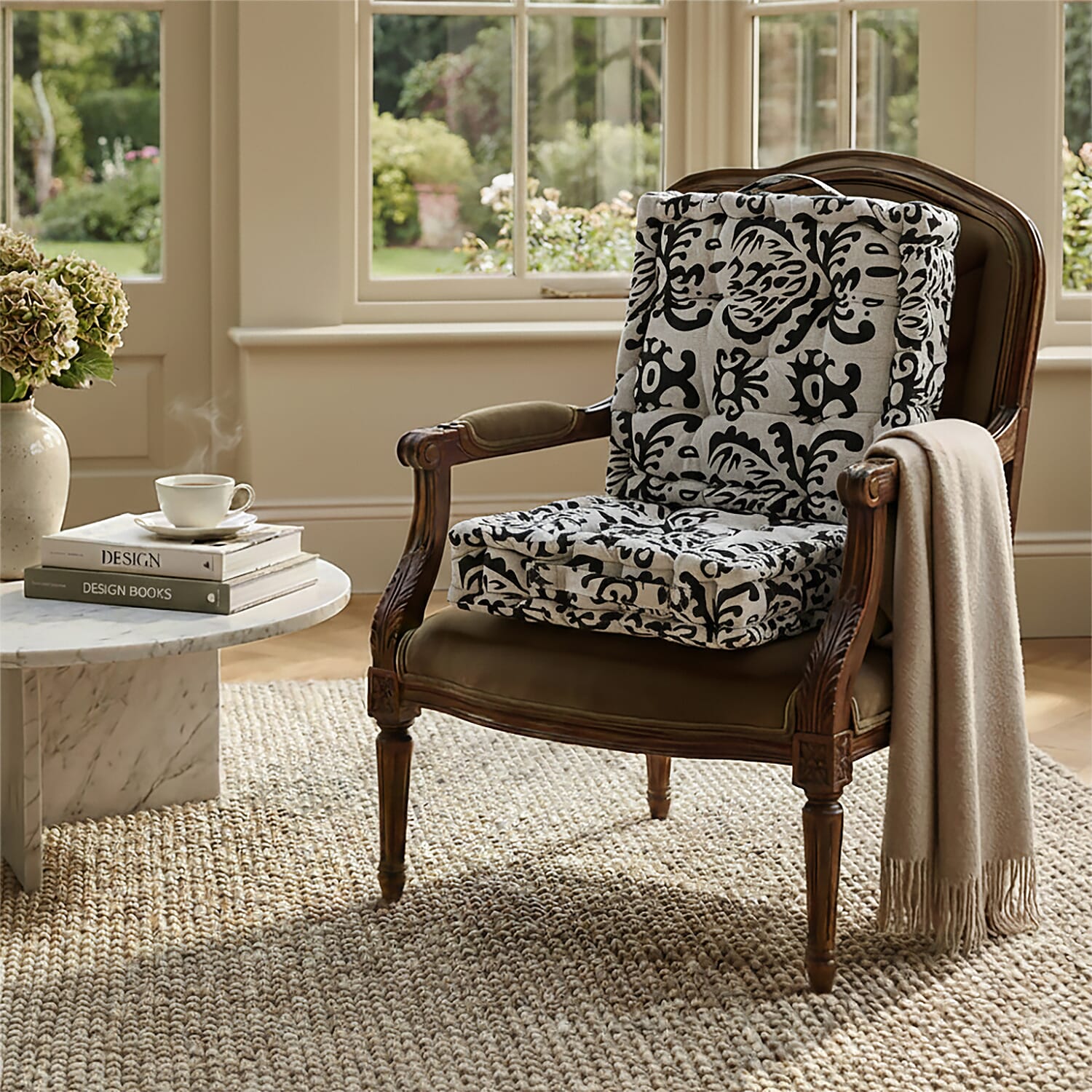Bliss & Beyond Cotton Printed Cushion Cover (Size 40x8 cm) - Black & White