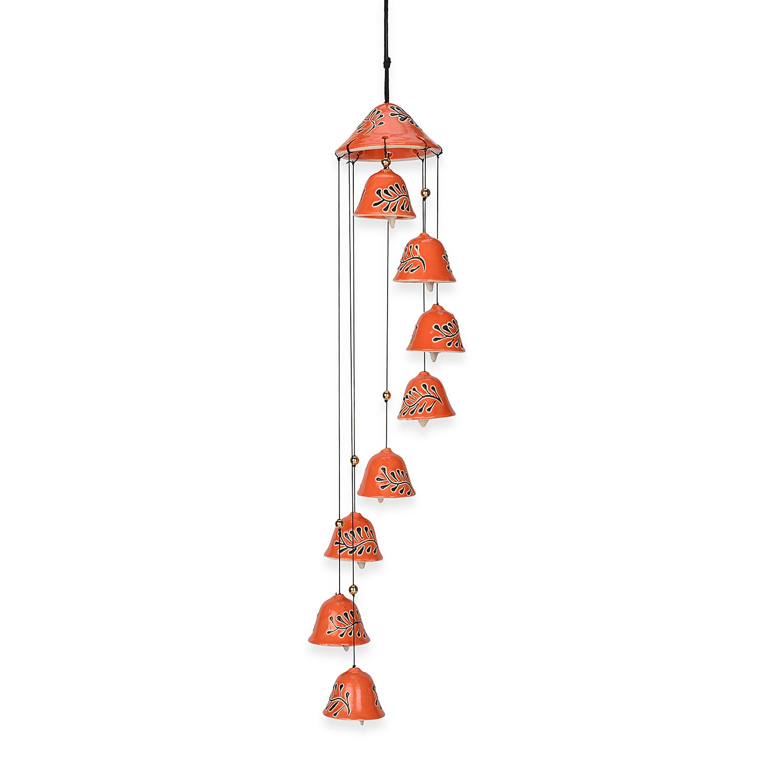 Multi-Tiered Decorative Ceramic Hanging Bells Wind Chime - Pink