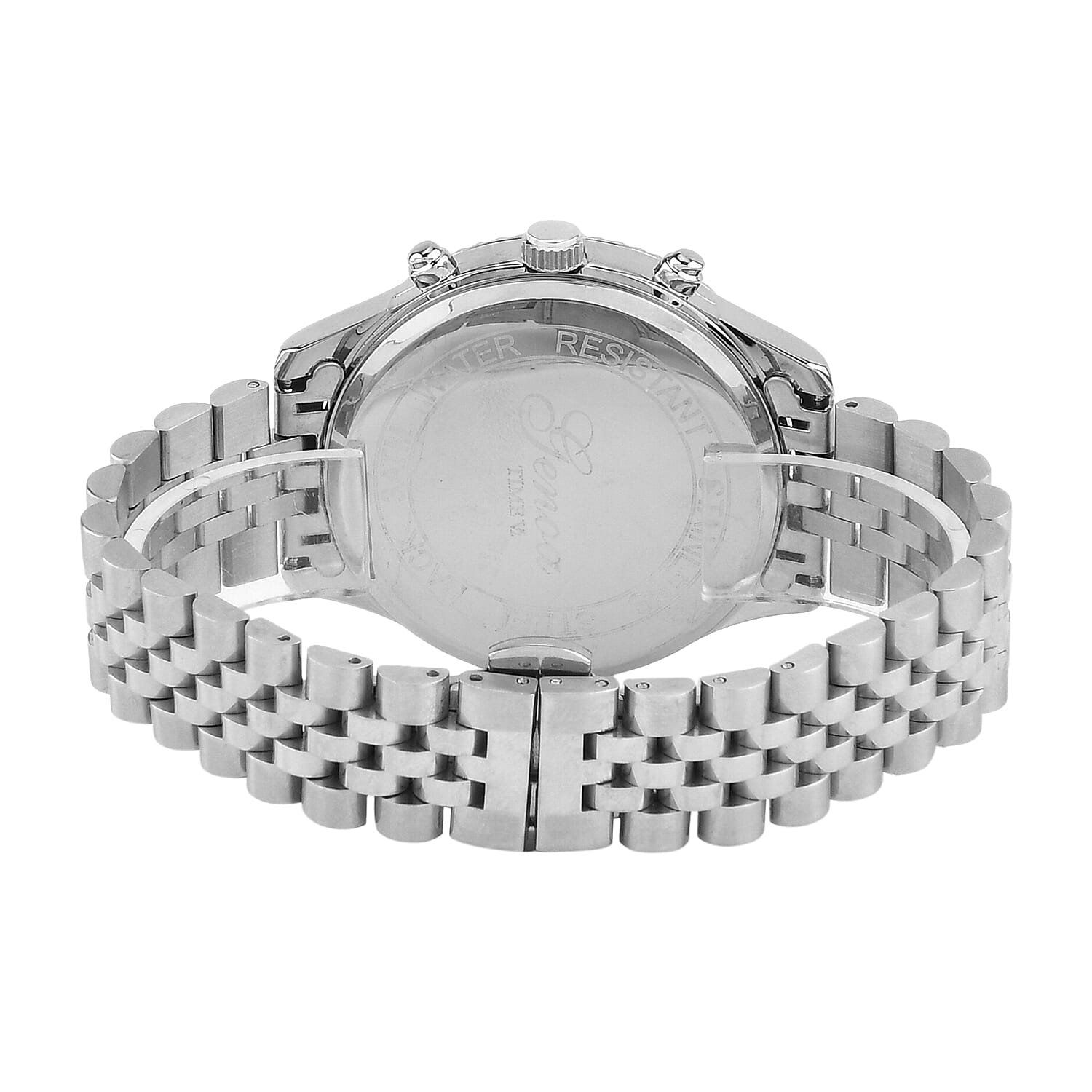 GENOA TIME V2 Miyota 2115 Quartz 3ATM WR Dragon Pattern & Crystal Dial & Silver Case Mens Watch with Silver Stainless Steel Strap