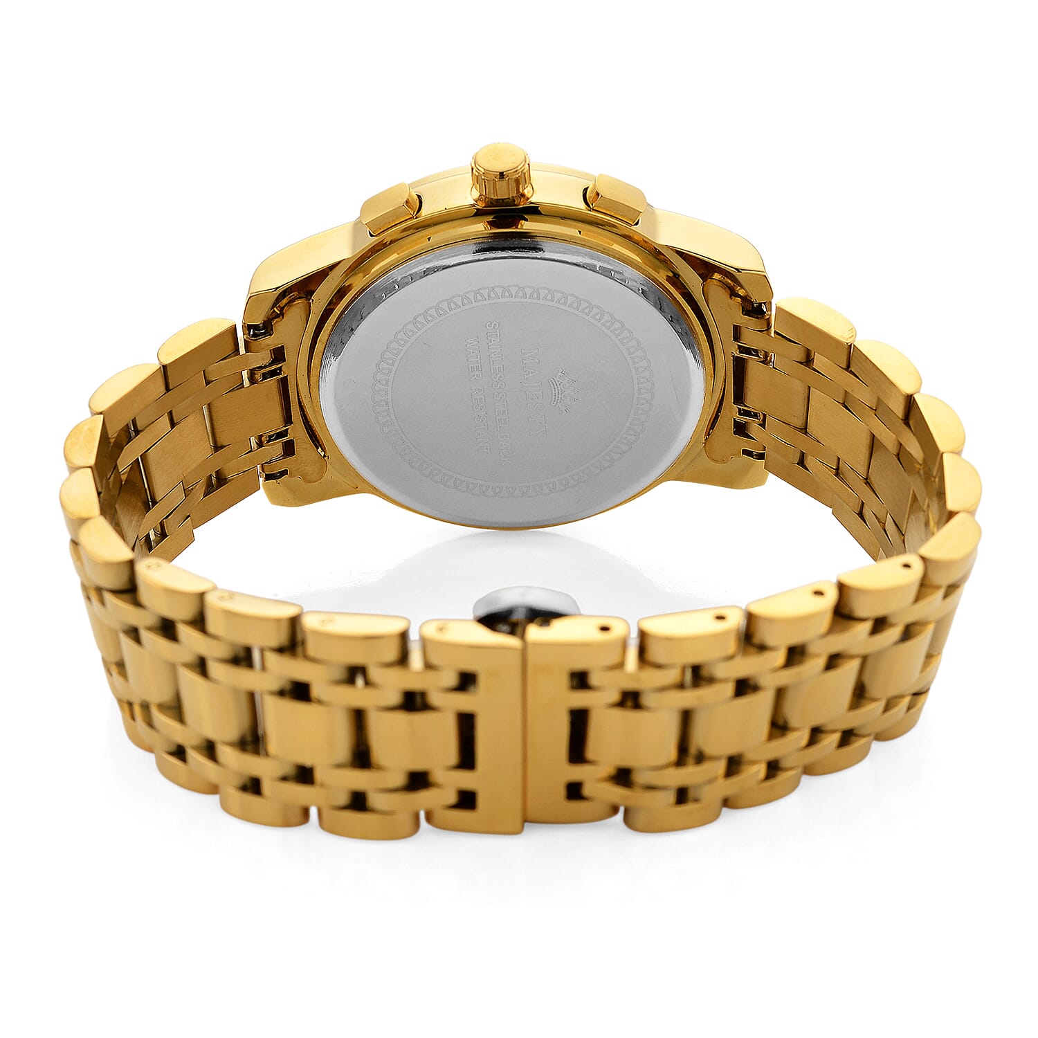 MAJESTY ELITE EDITION - MAJESTY Multifunctional Quartz LD53 WR Gold Day and night Dial - Gold Case Mens Watch with Gold Stainless Steel Strap