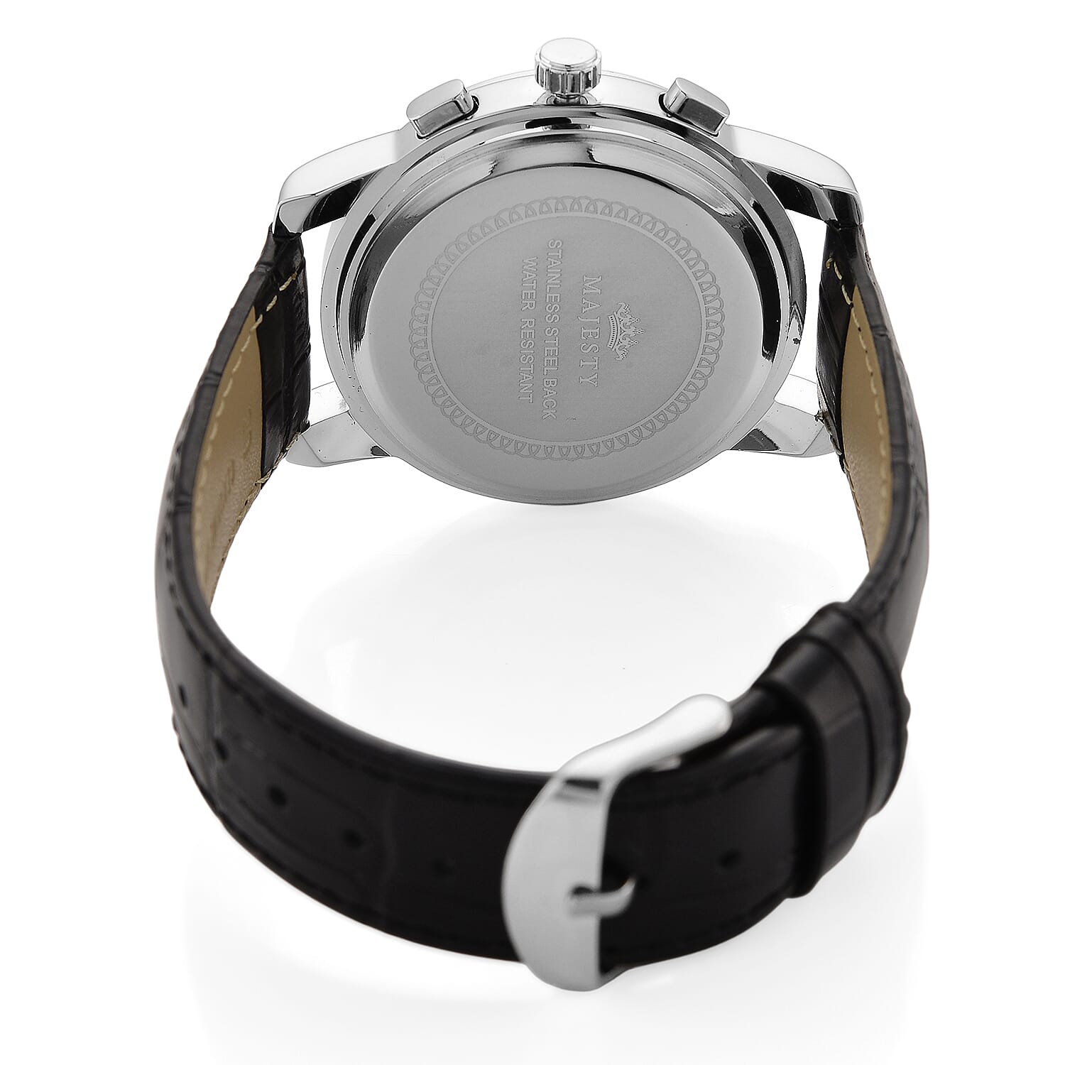 MAJESTY ELITE EDITION - Multifunctional Quartz Movement LD53 WR Day and night Dial - Silver Case Mens Watch with Leather Strap