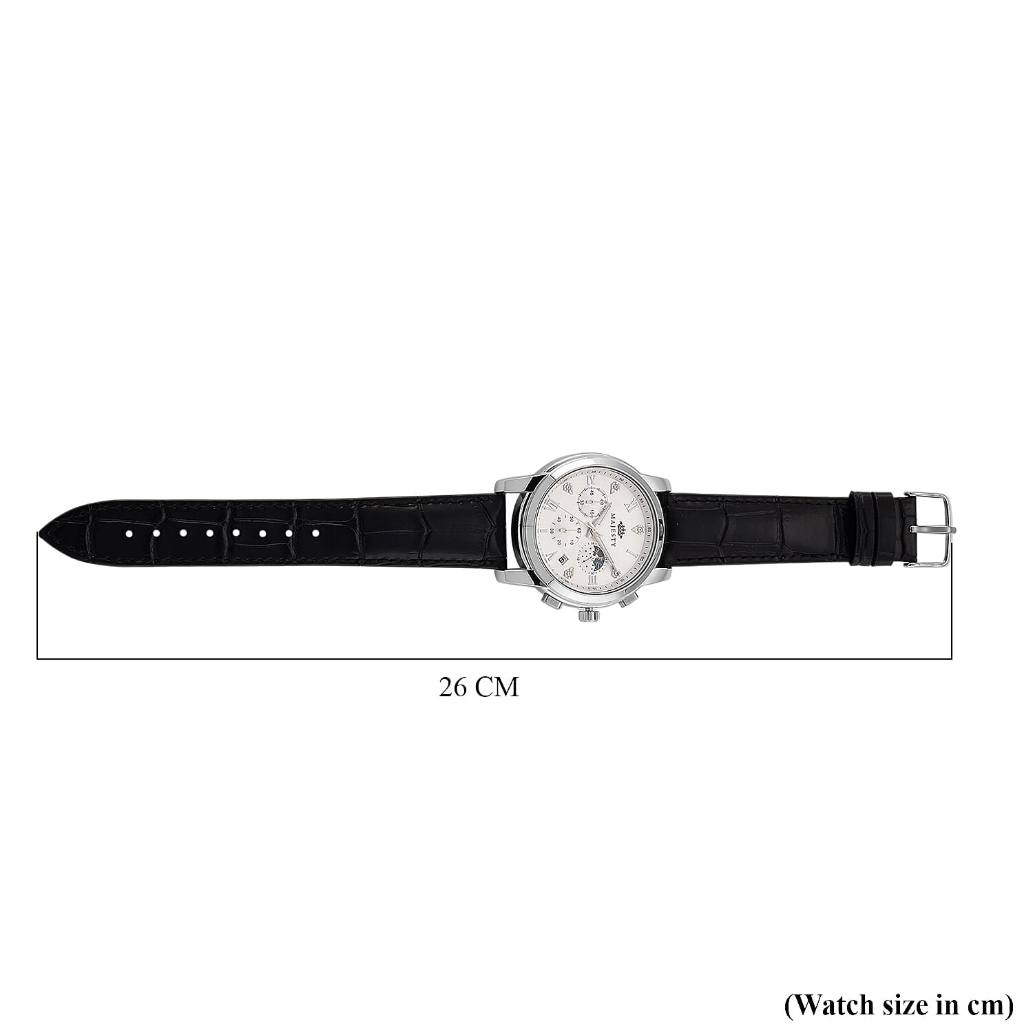 MAJESTY ELITE EDITION - Multifunctional Quartz Movement LD53 WR Day and night Dial - Silver Case Mens Watch with Leather Strap