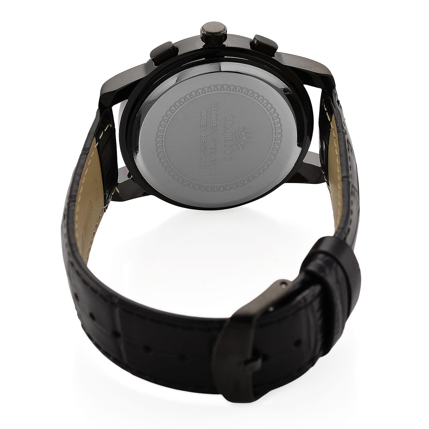 MAJESTY ELITE EDITION - MAJESTY Multifunctional Quartz LD53 WR Black Day and Night Dial - Black Case Mens Watch with Black Leather Strap