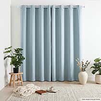 LIVMORE Set of 2 - 100% Light Blocking Coated Microfiber Curtains (132 x 245cm) - Light Cyan