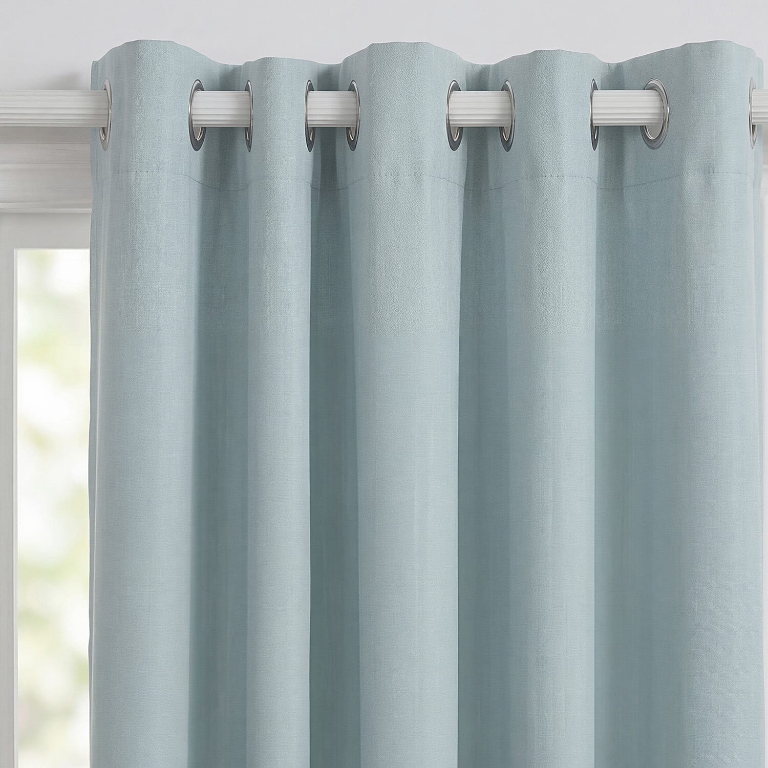 LIVMORE Set of 2 - 100% Light Blocking Coated Microfiber Curtains (132 x 245cm) - Light Cyan