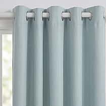 LIVMORE Set of 2 - 100% Light Blocking Coated Microfiber Curtains (132 x 245cm) - Light Cyan