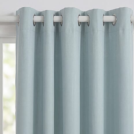 LIVMORE Set of 2 - 100% Light Blocking Coated Curtains (132 x 245cm) - Light Cyan