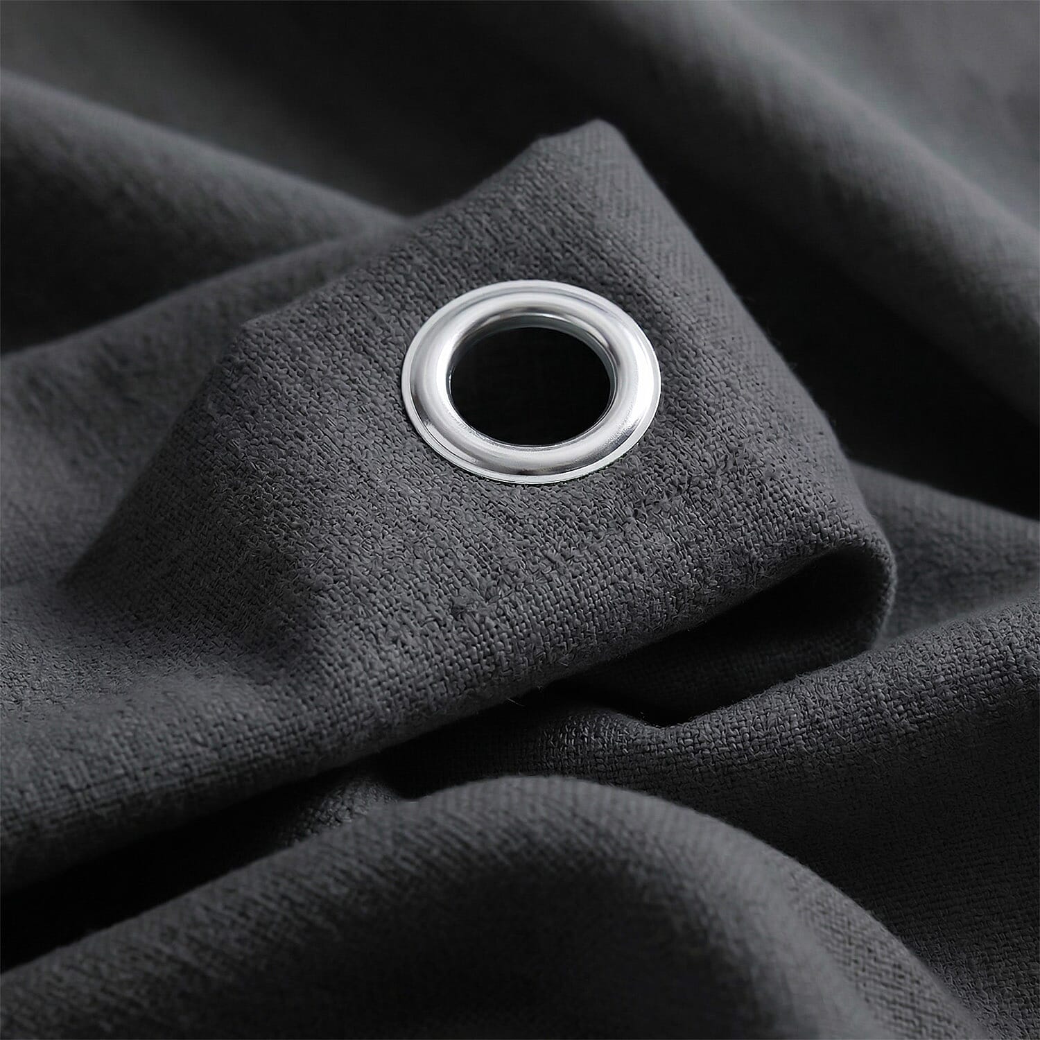 LIVMORE Set of 2 - 100% Light Blocking Coated Curtains (132 x 245cm) - Black