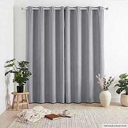 LIVMORE Set of 2 - 100% Light Blocking Coated  Curtains (132 x 245cm) - Light Grey