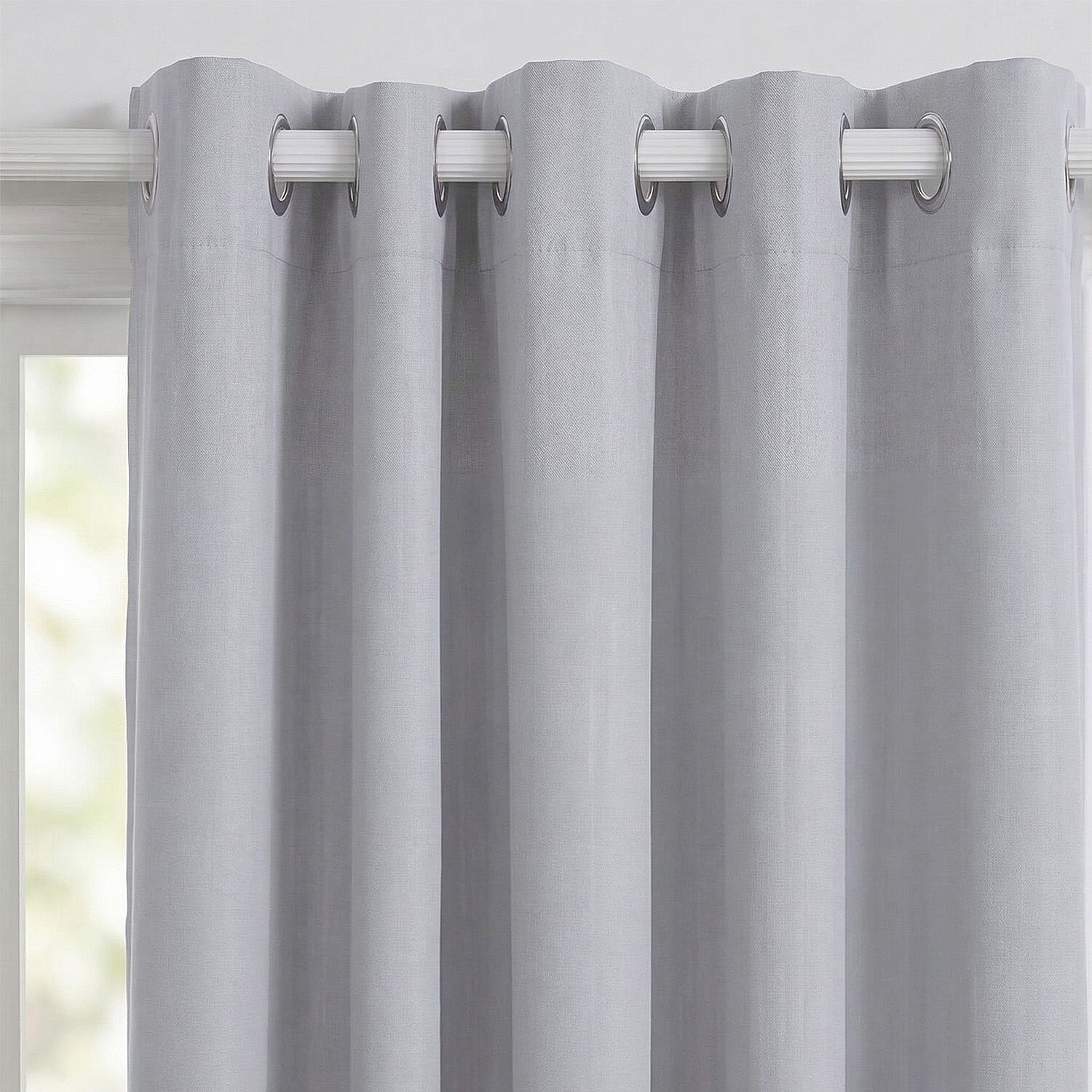 LIVMORE Set of 2 - 100% Light Blocking Coated  Curtains (132 x 245cm) - Light Grey