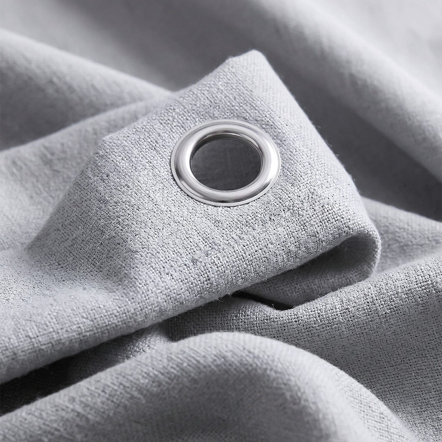 LIVMORE Set of 2 - 100% Light Blocking Coated  Curtains (132 x 245cm) - Light Grey