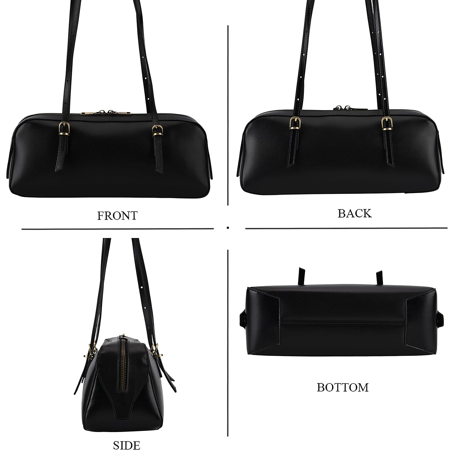 Premium Genuine Leather Cylindrical Barrel Tote Bag - Black