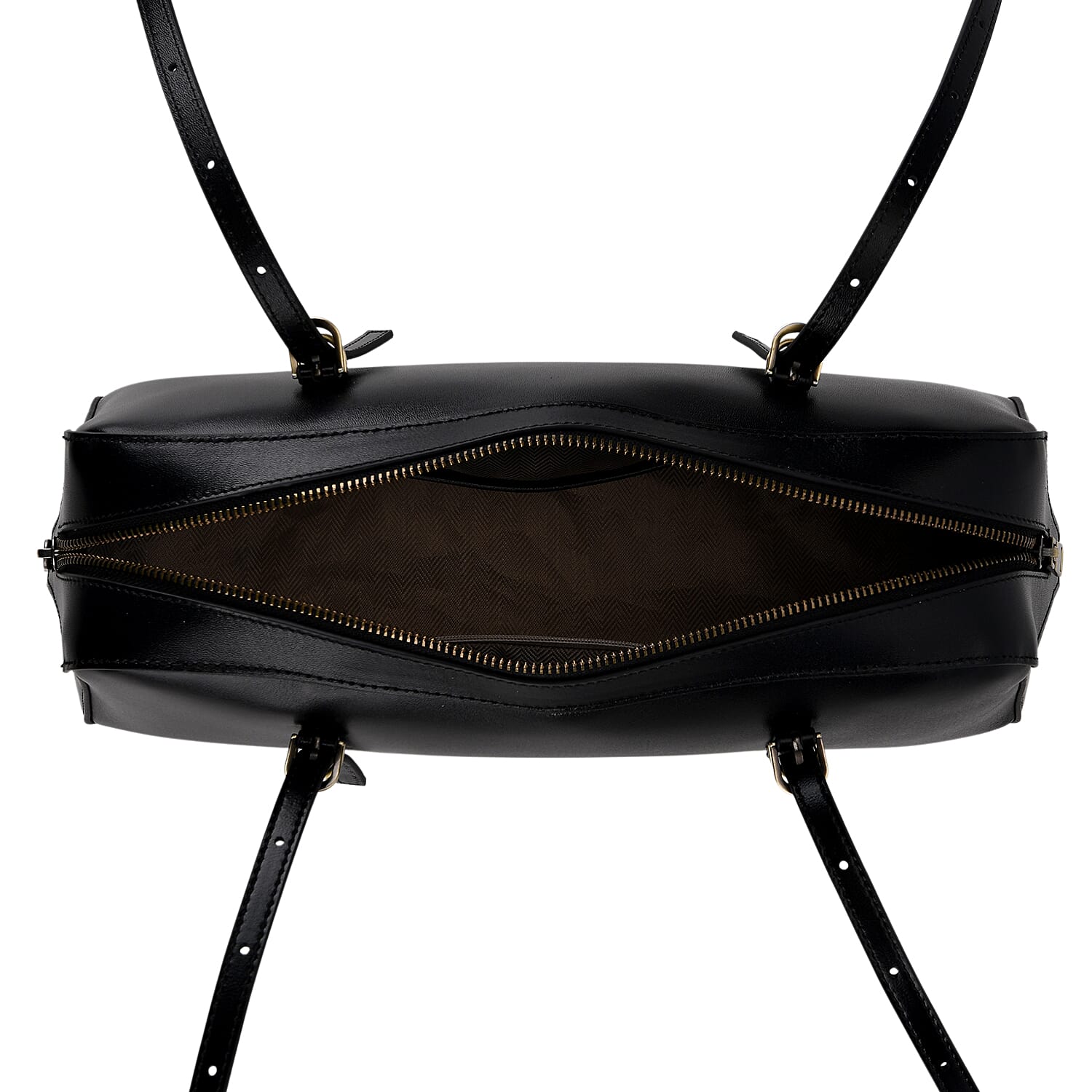 Premium Genuine Leather Cylindrical Barrel Tote Bag - Black