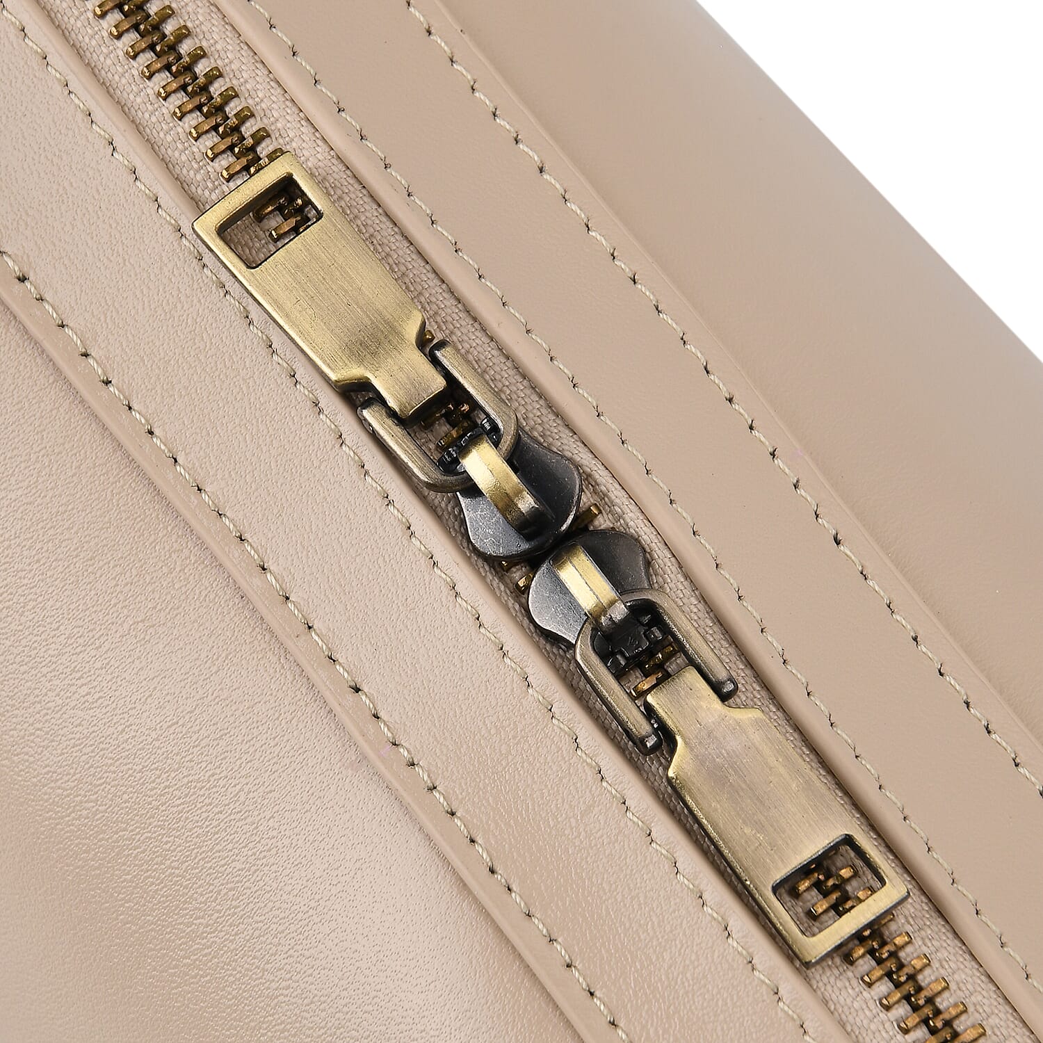 Premium Genuine Leather Cylindrical Barrel Tote Bag - Beige
