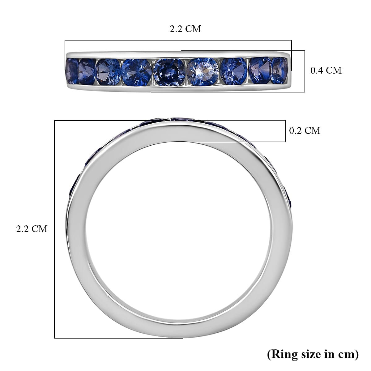 D'Joy Ceylon Sapphire Ring in Rhodium Overlay Sterling Silver 1.35 Ct.