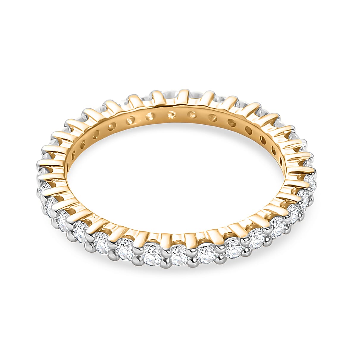 D'Joy Moissanite Band Ring in 18K Vermeil Yellow Gold Plated Sterling Silver 1.24 Ct.