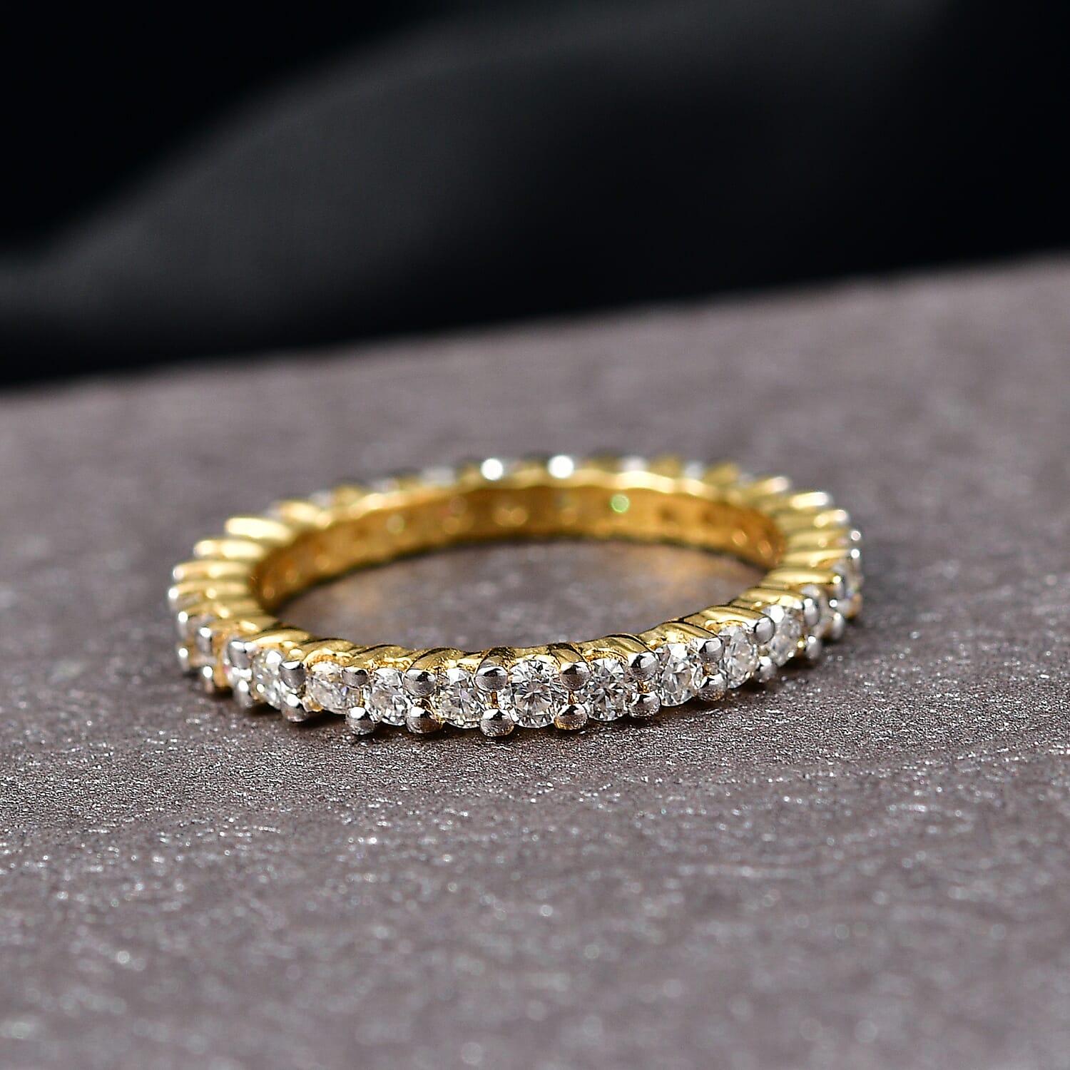 D'Joy Moissanite Band Ring in 18K Vermeil Yellow Gold Plated Sterling Silver 1.32 Ct.