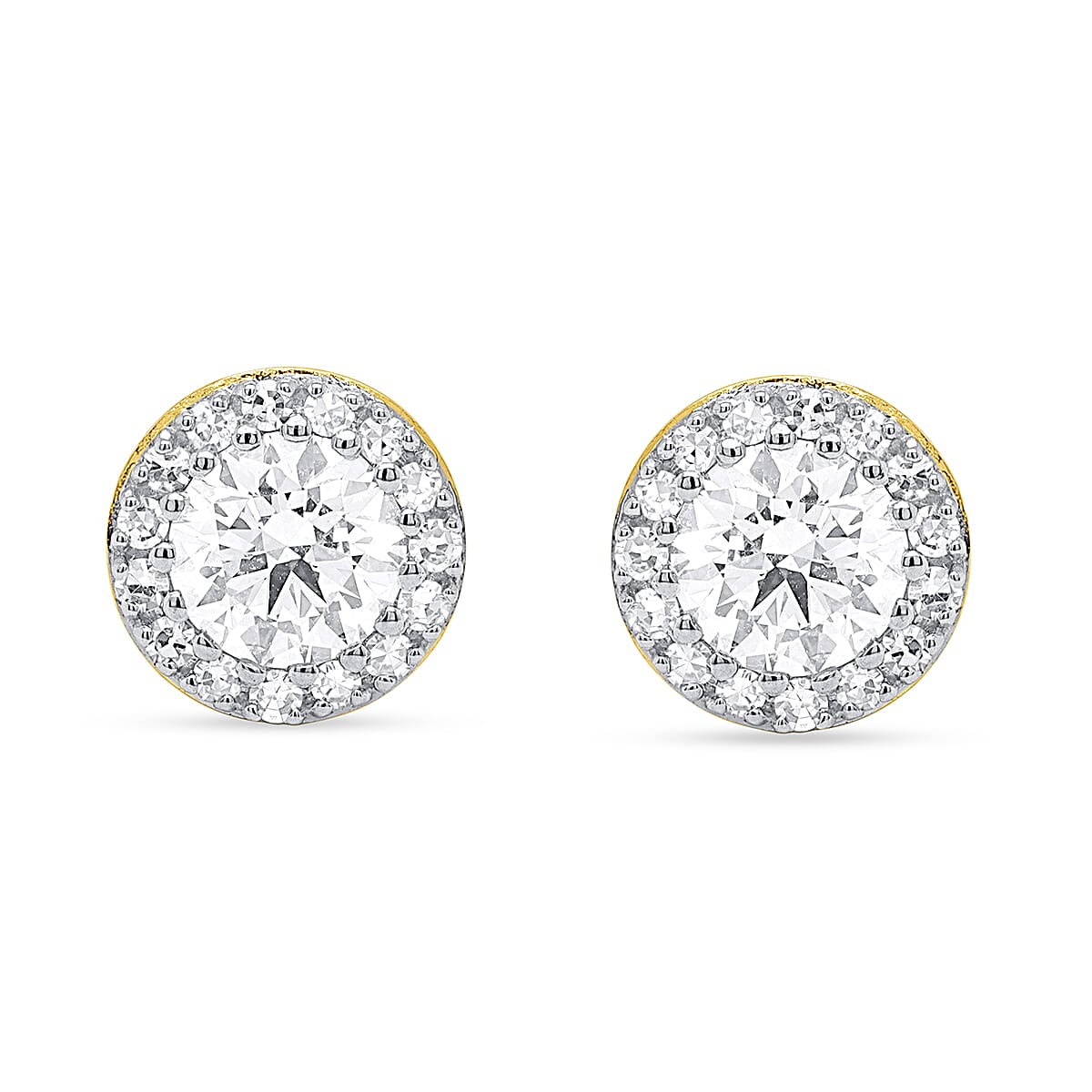 14K Yellow Gold Lab Grown Diamond (SI-GH) Earring with Push Back 2.00 Ct.
