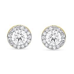 LUXURIANT 2 Ct. Lab Grown Diamond Halo Earring with Push Back in 14K White Gold (SI-GH)