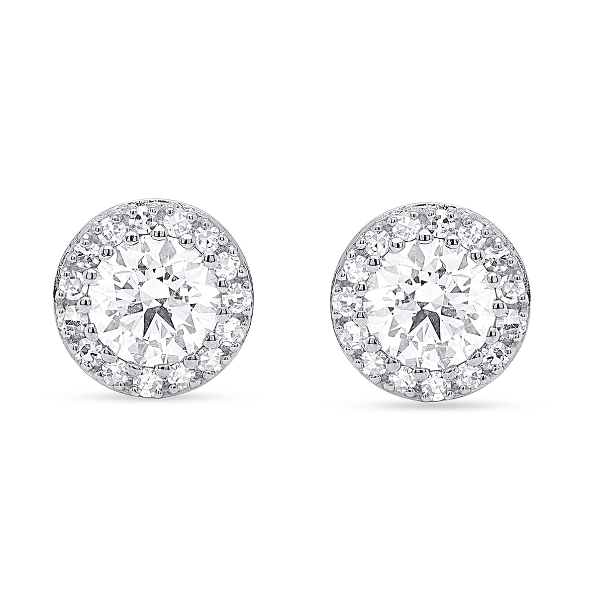 14K White Gold Lab Grown Diamond (SI-GH) Earring with Push Back 2.00 Ct, Gold Wt. 3.60 Gms.