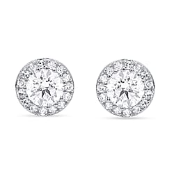 LUXURIANT 2 Ct. Lab Grown Diamond Halo Earring with Push Back in 14K White Gold (SI-GH)