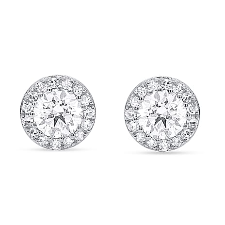 14K White Gold Lab Grown Diamond (SI-GH) Earring with Push Back 2.00 Ct, Gold Wt. 3.60 Gms.