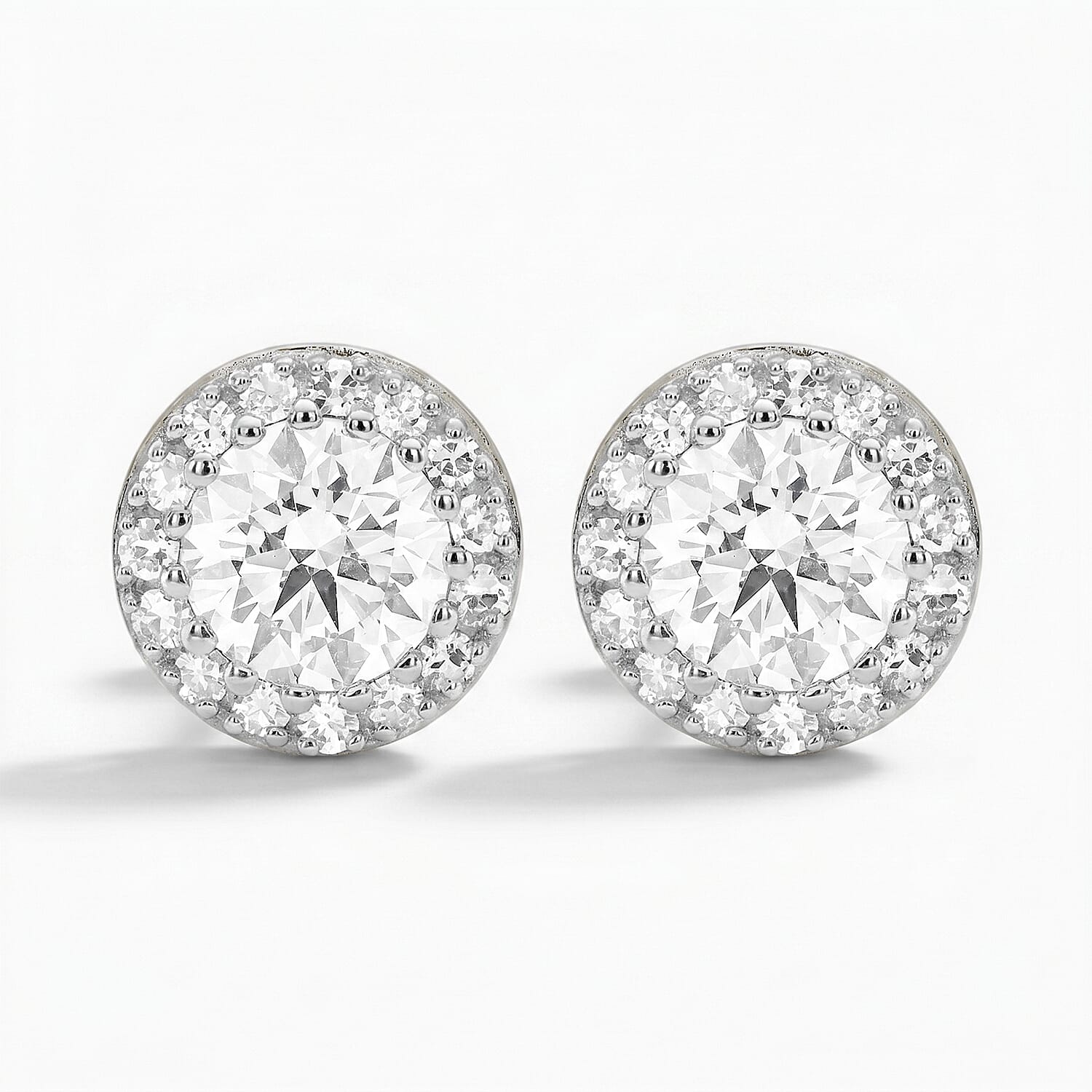 NY Close Out 14K White Gold Lab Grown Diamond (VS-GH) Earring with Push Back 2.00 Ct, Gold Wt. 3.60 Gms.