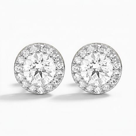 NY Close Out 14K White Gold Lab Grown Diamond (VS-GH) Earring with Push Back 2.00 Ct, Gold Wt. 3.60 Gms.