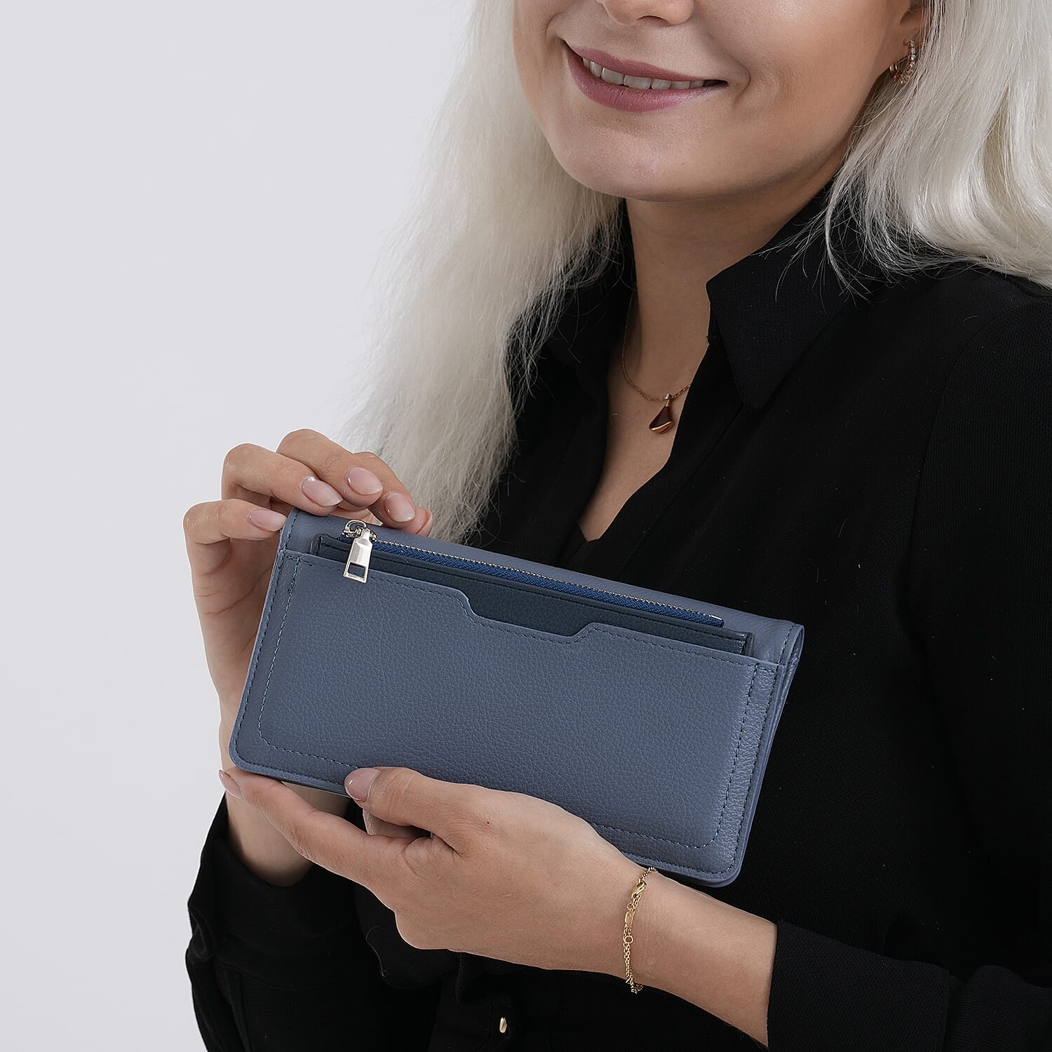 La Marey PU Patterned Wallet (Size 19x10x2 cm) - Navy