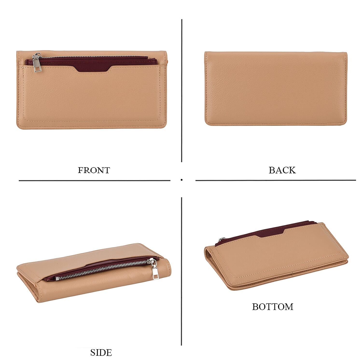 La Marey PU Patterned Wallet (Size 19x10x2 cm) - Khaki Burgundy