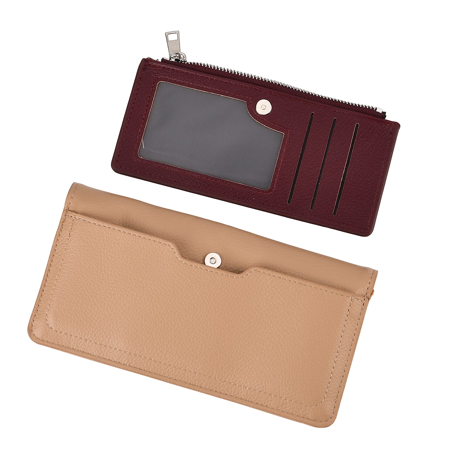 La Marey PU Patterned Wallet (Size 19x10x2 cm) - Khaki Burgundy