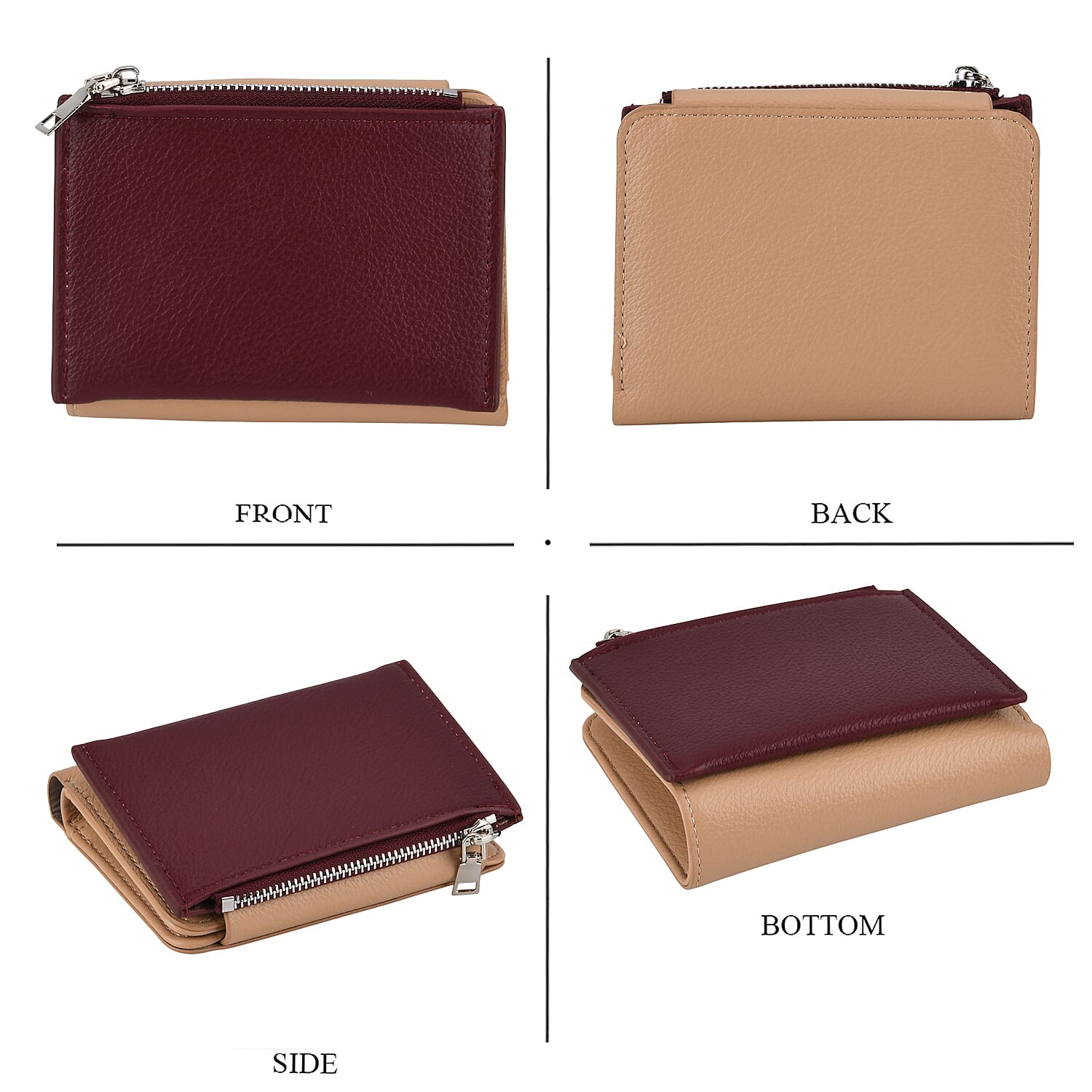 La Marey PU Patterned Wallet (Size 19x10x2 cm) - Khaki Burgundy