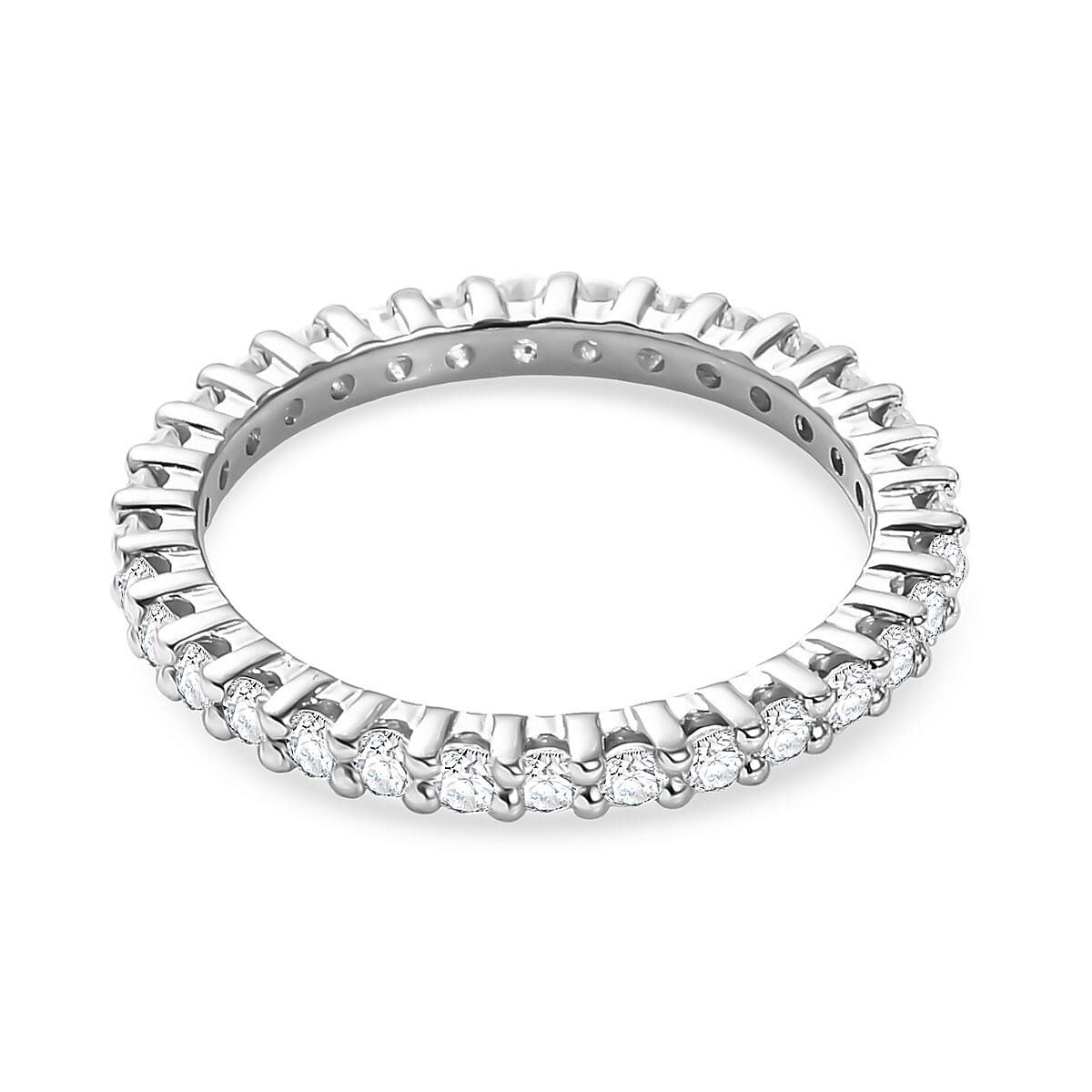 D'Joy Moissanite Band Ring in Rhodium OverlaySterling Silver  1.240  Ct.