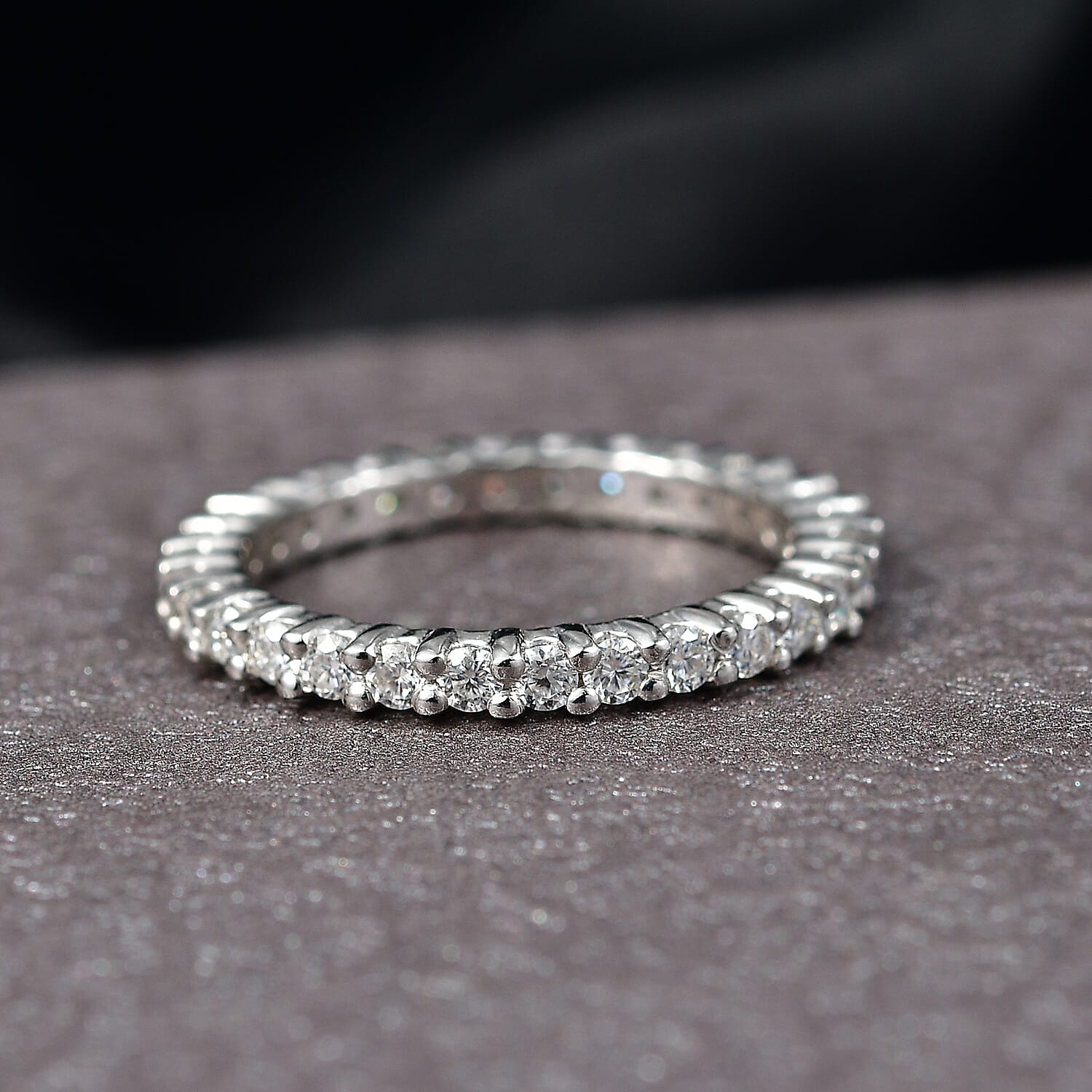 D'Joy Moissanite Band Ring in Rhodium OverlaySterling Silver  1.320  Ct.