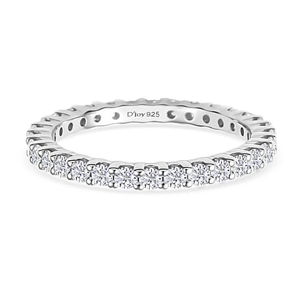 D'Joy Moissanite Band Ring in Rhodium Overlay Sterling Silver 1.36 Ct.