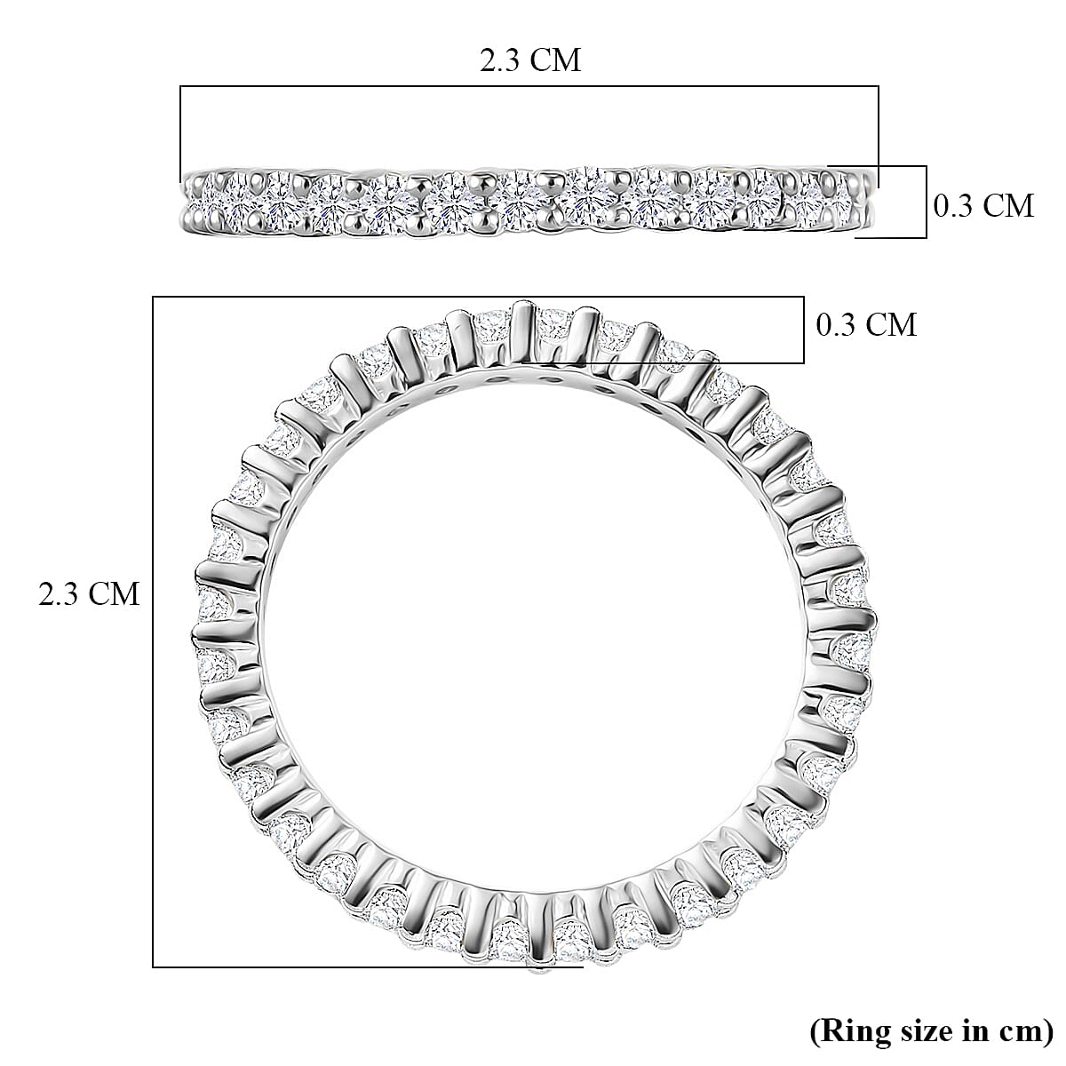 D'Joy Moissanite Band Ring in Rhodium OverlaySterling Silver  1.360  Ct.