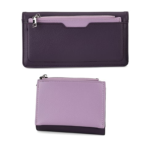 La Marey PU Patterned Wallet (Size 19x10x2 cm) - Dark Purple