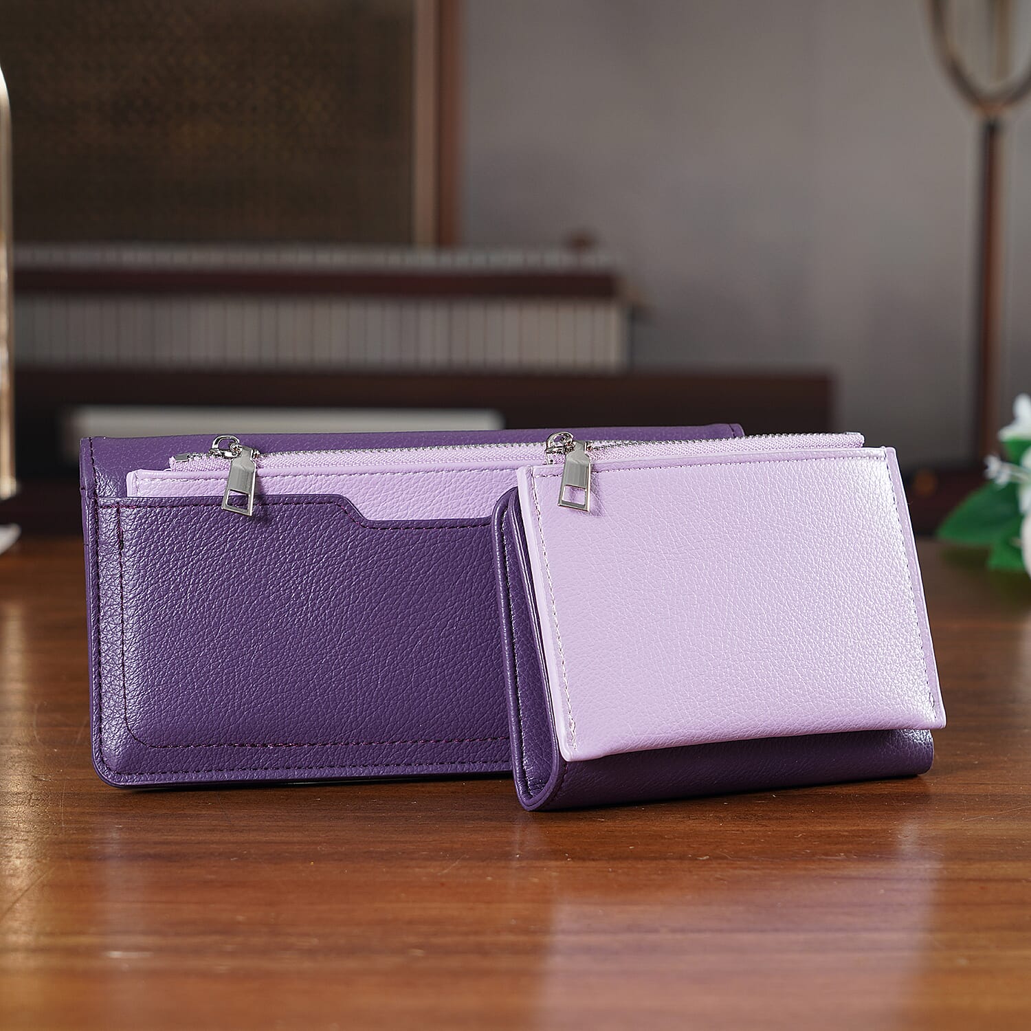 La Marey PU Patterned Wallet (Size 19x10x2 cm) - Dark Purple