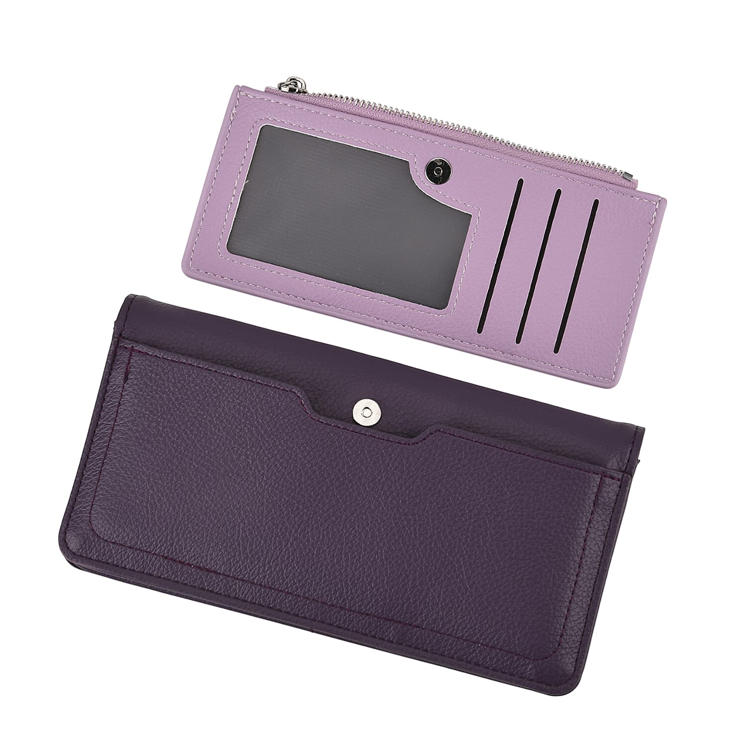 La Marey PU Patterned Wallet (Size 19x10x2 cm) - Dark Purple