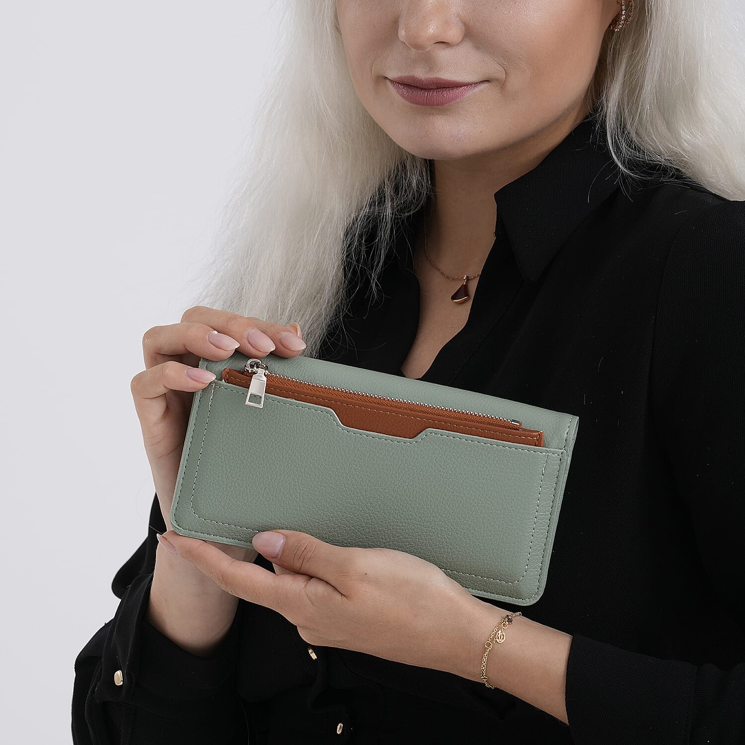 La Marey PU Patterned Wallet (Size 19x10x2 cm) - Green Brown