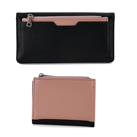 La Marey PU Patterned Wallet (Size 19x10x2 cm) - Black Pink