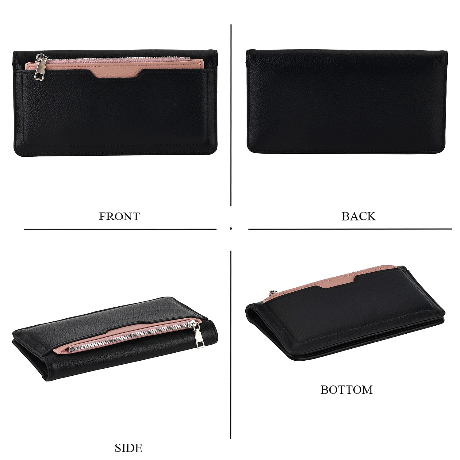 La Marey PU Patterned Wallet (Size 19x10x2 cm) - Black Pink