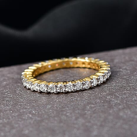 D'Joy Moissanite Band Ring in 18K Vermeil Yellow Gold Plated Sterling Silver 1.16 Ct.