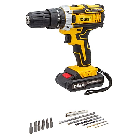 18V Cordless Hammer Drill - 1300mAh Li-ion Battery, 3hrs Charge Time, Keyless Chuck (10mm)