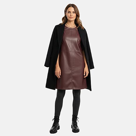 Close Out Boutique Collection Faux Leather Dress (Size 8) - Burgundy