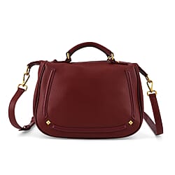 La Marey Signature Genuine Italian Leather Luxury Structured Top-Handle Handbag - Blush