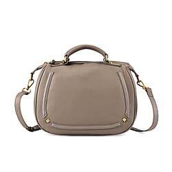 La Marey Signature Genuine Italian Leather Luxury Structured Top-Handle Handbag - Blush