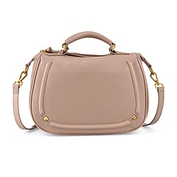 La Marey Signature Genuine Italian Leather Luxury Structured Top-Handle Handbag - Blush