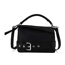 Designer Inspired - Genuine Leather Geometric Panel Handbag with 2 Detachable Straps